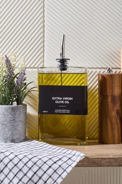 Home Damlatmaz Yağdanlık – Zeytinyağı Şişesi, Sıvı Yağlık, Cam Yağ Şişesi, Kitap Yağ Kabı, Mutfak İçin Kullanışlı Yağlık, Sızdırmaz Pratik Cam Yağlık Modeli (Gümüş, 500 Ml)