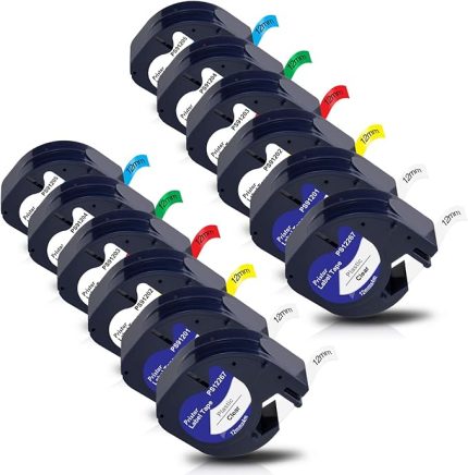 Dynmo 16951 91221 91222 91223 91224 91225 ile uyumlu yazı bandı plastik 12 mm x 4 m etiket bandı Dynmo LT-100T LT-100H LT100-H LT-110T QX-50 XM XR 20000 için 80