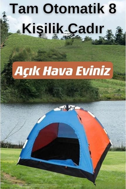 8 Kişilik 4 Mevsim Renkli Dayanıklı Tam Otomatik Kamp Çadırı Oudoor Dış Mekan Aile 250X250X165