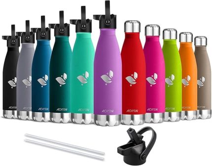 vakum-izole içecek şişesi yüksek kaliteli paslanmaz çelik – 24 saat soğuk ve sıcak tutulması 12 STD. Toz boya çizilmeye karşı hafif temizlenir. 750ml Mor