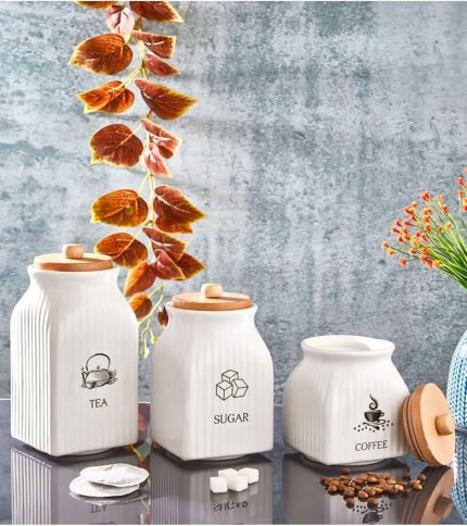 lü Vakumlu Ahşap Kapaklı Beyaz Kanananoz Seti Takımı Baharat Çay Tuz Şeker Kahnane Kanananozu, İli̇va