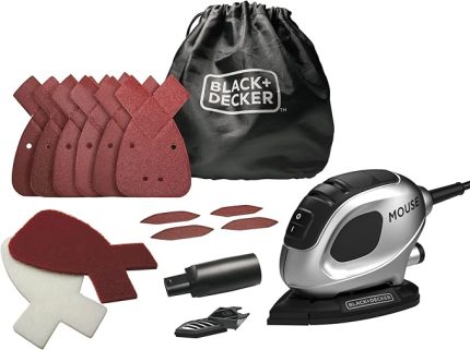 + Decker Silver Series BEW230SBCK-QS 55 W 11.000 RPM Mouse Detay Zımpara Makinesi ve Aksesuar Seti (15 Karışık Aksesuar, Zımpara Kağıtları ve Vakum Adaptörü) Kitbox