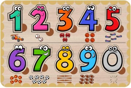 Sayılar, Sayı Bul Tak Alt Kısım Baskılı Çocuklar Için Ahşap Puzzle