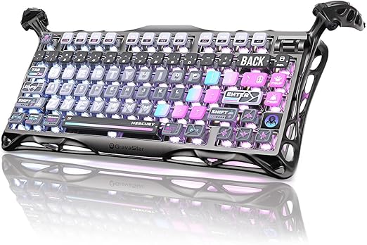 Mercury K1 Pro RGB Kablosuz Mekanik Gaming Klavye, Alüminyum Çerçeveli, İngilizce Q, Special Edition, Cyberpunk - Görsel 4