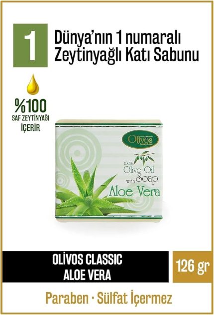 Doğal Klasik Serisi Aloe Vera ve Zeytinyağlı Katı Sabun - Aloe Vera Özleri ile Zenginleştirilmiş, Nemlendirici ve Rahatlatıcı, 126 gr (Aloe Vera)