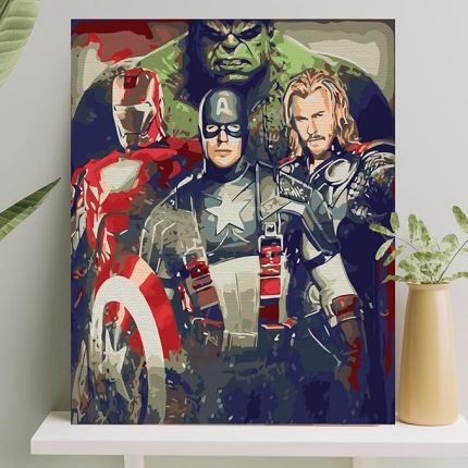 Hobi Sanat Sayılarla Boyama Tuval Seti Fırça Boya Dahil (Çıtalı) 40x50 CM - Avengers