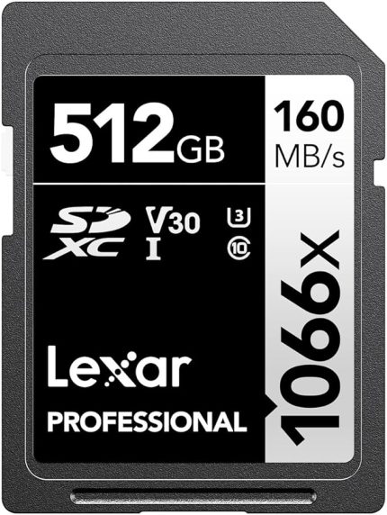 Profesyonel 1066x 512GB SDXC UHS-I Hafıza Kartı GÜMÜŞ Serisi, C10, U3, V30, Full-HD ve 4K Video, 160MB/s'ye Kadar Okuma, DSLR ve Aynasız Kameralar için (LSD1066512G-BNNNU)