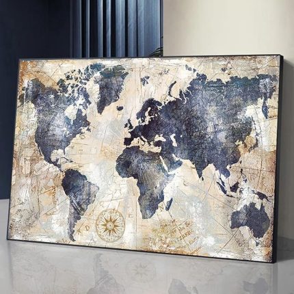 5D Elmas Boyama Kitleri Tam Elmas Dünya Haritası Kristal Çapraz Dikiş Modern Ev Dekorasyonu 75x50 cm