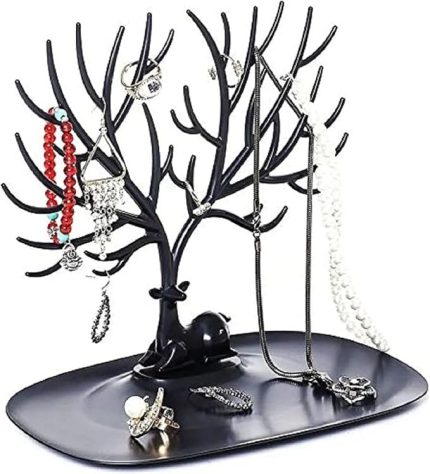 Geyik Tasarımlı Takı Standı, Yüzük, Küpe, Kolye Askılığı, Şık Mücevher Organizer, Estetik ve Dayanıklı Tasarım (Siyah)