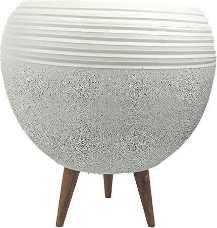 TASARIMI EV DEKORASYON BEYAZ GRANİT KÜP SAKSI SAKSILIK SALON ÇİÇEKLİK BÜYÜK BOY 3 AYAKLI