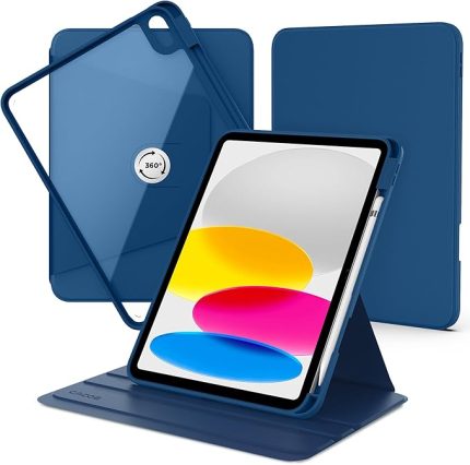iPad (A16) için döner kılıf, 11/10 nesil 2025 2022, 360 derece dönebilen koruyucu kılıf, akrilik, şeffaf, darbeye dayanıklı sınır (mavi)
