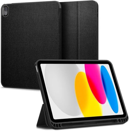 iPad 11" (2025) / 10.9" (2022) ile Uyumlu Kılıf Urban Fit Örgü Kumaş Siyah Kapak - ACS05306 (Spigen TR Garantili)