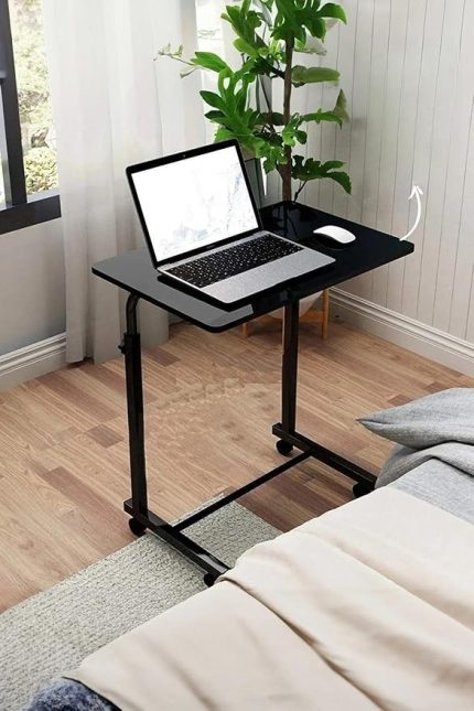 Tekerlekli Laptop Bilgisayar Çalışma Masası Eğim Yükseklik Ayarlı Akrobat Koltuk Sehpası
