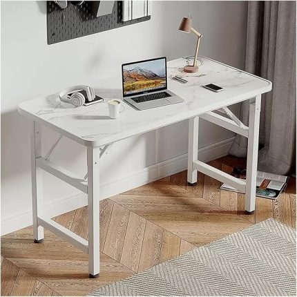 ve Yatak Odası için Kompakt Katlanır PC Masası - Basit Dikdörtgen Çalışma Masası Küçük Yatakhane Tezgahı Gri ve Altın Seçenekleri Boyut: 100x75x60cm