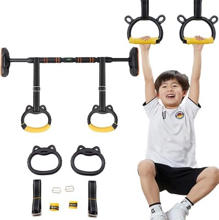 Jimnastik Yüzükleri Çocuklar İçin, Çocuklar Trapez Çubuğu Çekin Spor Halkaları, Jimnastik Yüzükleri Seti Çocuk Ev Fitness Eğitim Ekipmanları Asma Halkaları, Fitness Yüzükleri, Beden Eğitimi için Çekme Halkası