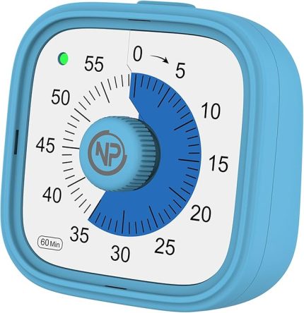 Mutfak,Ders,Yemek için 60dk Analog Alarm Zamanlayıcı,Pomodoro Öğrenci Motivasyon Saati (Mavi)