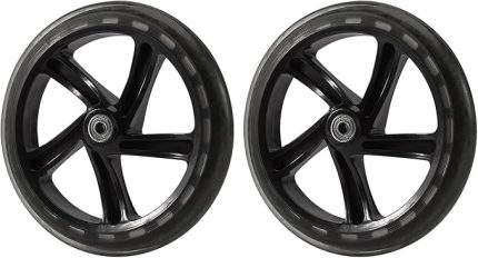 2 Adet Scooter Tekerleği 200 mm PU Malzeme Tekerlek Kalınlığı 30 mm ABEC-7 Rulman Scooter Aksesuarları, Şeffaf Siyah