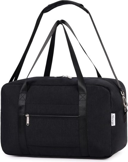 Ryanair Airlines Kabin Çantası 40X20X25 Underseat Katlanabilir Seyahat Duffel Çanta Holdall Tote Kadınlar ve Erkekler için Bagaj Taşıma 20L, A-siyah, Seyahat Duffel