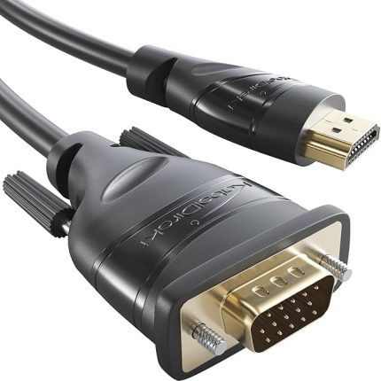 – HDMI-VGA Adaptör Kablosu – 3m (HDMI – VGA, Yüksek Hızlı HDMI/D-Sub 15, PC'leri ve diğer HDMI cihazlarını Full HD/1080p ve 60Hz'de VGA ekranlara bağlamak için monitör kablosu)