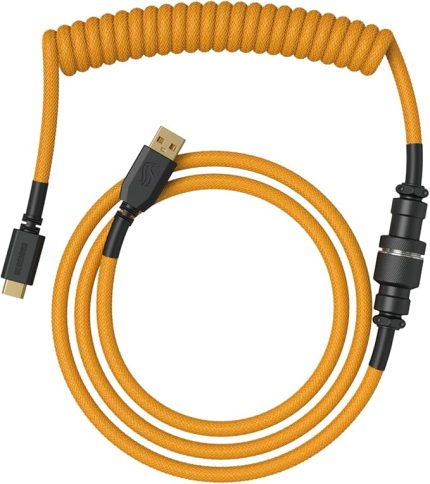 Coiled Keyboard Cable – Coiled USB C Cable Artisan Braided Cables for Mechanical Gaming Keyboard Coiled Cable - Custom Keyboard Cable (Glorious Gold)