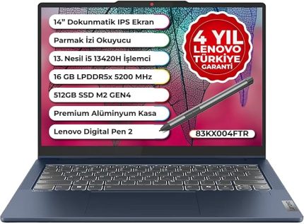 IdeaPad 5 14IRH9 | i5-13420H 16 GB DDR5 RAM | 512 GB SSD | UHD Graphics | 14" WUXGA (1920x1200) IPS, 45% NTSC, 60Hz, TÜV Low Blue Light, Glass, Touch | İkisi Bir Arada Notebook | 83KX004FTR