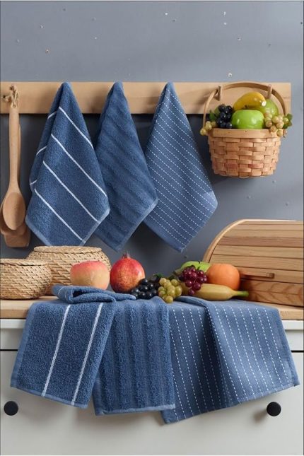 Home 6 lı El Yüz Mutfak Havlusu Seti Sophia 30 X 50 Cm (Lacivert)