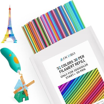 Start+3D Kalem için 32 Renk 3D Kalem Filament Dolum, Düşük Baskı Sıcaklığı 2.5mm PCL Filament, Her Renk 15cm x 5 adet, Toplam 160 adet 2400 cm (MixColor2)