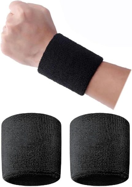 2 Adet Sporcu Havlu El Bilekliği Futbol Basketbol Tenis Ter Için Bileklik Çiftli Sporcu Bilekliği Çi Siyah