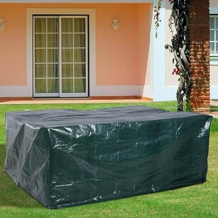 Dış Mekan Mobilya Seti Örtüleri - Su Geçirmez ve Rüzgar Geçirmez, Rattan Bahçe Masa ve Sandalyesi için Anti-UV, 240x140x90cm Dikdörtgen, Yeşil