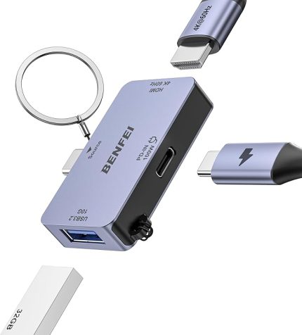 USB C Hub 3'ü 1 arada, Süper Kompakt, USB-C - HDMI 4K@60Hz, 10Gbps USB-A, 100W Güç Dağıtımı iPad Pro, MacBook Pro/Air, iMac, iPhone 16/15 Pro/Pro Max, XPS, Thinkpad ve Daha Fazlası ile Uyumlu