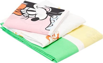 Minnie Mouse Rainbow Lisanslı Karakter Baskılı%100 Pamuk Nevresim Takımı, Çok Renkli, Tek Kişilik (Nevresim: 160x220 cm/Lastikli Çarşaf: 100x200 cm / 1 Adet Yastık Kılıfı: 50x70 cm)