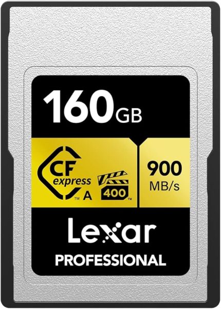 160GB Profesyonel CFexpress Tip A Altın Serisi Hafıza Kartı, 900MB/s'ye Kadar Okuma, Sinema Kalitesi 8K Video, Dereceli VPG 400 (LCAGOLD160G-RNENG)