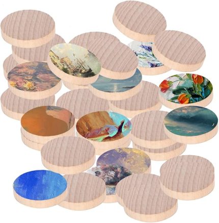 100 adet yuvarlak ahşap disk, el işi için, 4 cm çap, 0,5 cm kalınlığında, daire dekorasyonu, ahşap plaka, işlenmemiş ahşap diskler, kendin yap boyama, ahşap el sanatları, düğün, Noel dekorasyonu için