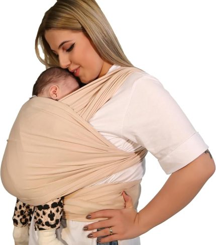 Wrap Sling Bebek Taşıma Şalı Birinci Sınıf Pamuk Kumaş Sling Kanguru (Bej)