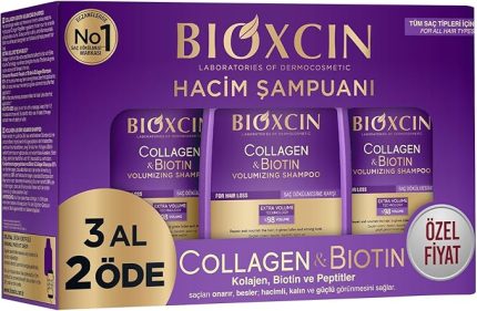 Collagen & Biotin Hacim Şampuanı | 3 x 300 ml | İnce Telli ve Hacimsiz Saçlar İçin | Hidrolize Kolajen + Biotin + BioComplex B11