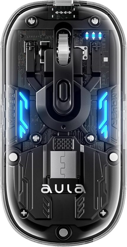 AM210 Dual Mode Bluetooth ve Kablosuz 1600DPI RGB Şeffaf Şarjlı Mouse