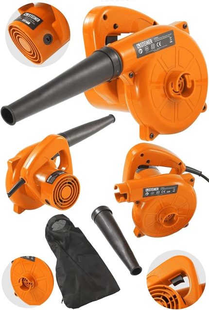 Alman Pro 3000 W Devir Ayarsız Hava Körüğü Yaprak Üfleme Makinesi Bilgisayar Temizleme Turuncu