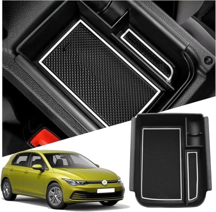 VW Golf 8 8.5 MK8 GTI GTE GTD Alltrack R Variant 2020-2024 2025 ile uyumlu orta konsol saklama kutusu, kolçak düzenleyici tepsi orta kol dayanağı torpido gözü saklama gözü Golf 8 aksesuar