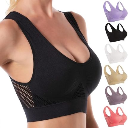 Sütyeni,Nefes Alabilen Spor Serin Kaldırma Sütyeni,Dikişsiz Soğutma Konforlu Sütyen (Siyah 7Xl)