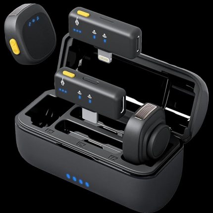 Kablosuz Yaka Mikrofonu Çiftli – 48kHz HD Ses, AI Çift Gürültü Engelleme, 50m Çekim Mesafesi, 1 Sn Otomatik Eşleşme, Taşınabilir Şarj Kutulu, (Lightning/Type-C Alıcı) | D07