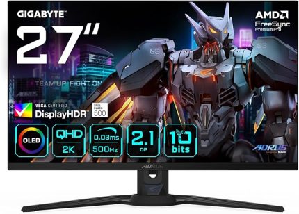 FO27Q5P 27" OLED Gaming Monitor, QHD (2560x1440), 500Hz, 0.03ms GTG, Anti-Reflection, HDMI 2.1 & DisplayPort 2.1 & USB-C, DisplayHDR True Black 500, ClearMR 21000, Dahili Hoparlör