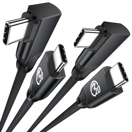 C - USB C Kablosu Dik Açılı 4.5M(2 Paket), UseBean 90 Derece USB 3.2 Gen 2X2 20Gbps Veri Aktarımı 100W Hızlı Şarj Kablo,4K Video Monitör Type-C Kablo MacBook Pro,iPad Pro,Switch,Quest,Surface için