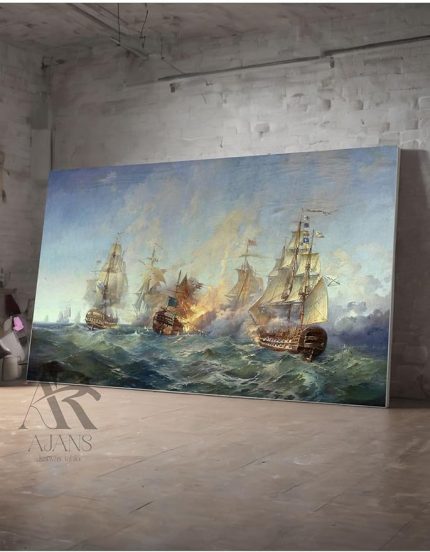 Ajans Kanvas Tablo Deniz Ve Yelkenler Dekoratif Yağlı Boya Görünümlü Kanvas Tablo 80 X 120