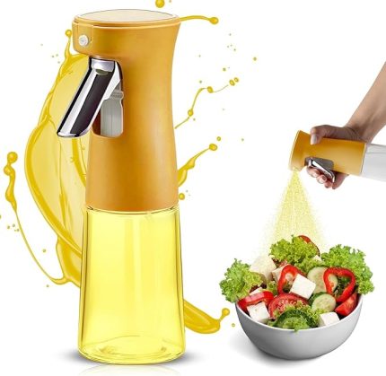 240ml Yağ Zeytinyağı Püskürtücü, Airfryer Sprey Şişesi, Cam Yağ Spreyi, Hava Fritözü için Yağlık, Barbekü, Salata, Pişirme, Izgara Mutfak Aletleri, Yağdanlık (SARI)