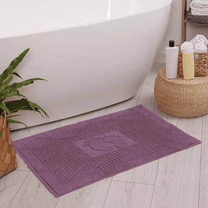 Banyo Kareli Ayak Desenli Pamuk Ayak Havlusu 50x70cm 50x70 Mor