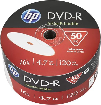DVD-R HP 4,7 GB (120 dk) 16x Inkjet yazdırılabilir 50 milli toplu