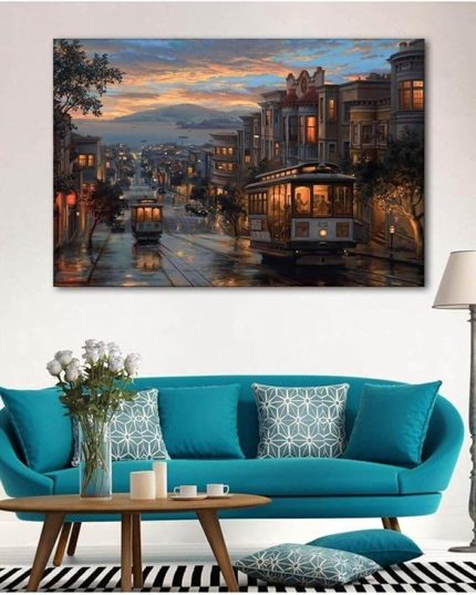 Sanat Istanbul Manzara Resimleri Duvar Dekorasyon Kanvas Tablo;Renkli 50 X 70