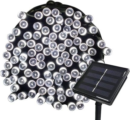 Solar ışık zinciri, dış mekan, 22 m, 200 LED, 8 mod, su geçirmez, LED dış mekan ışık zinciri, bahçe, balkon, çardak, teras, çim, avlu, çit dekorasyonu için dekoratif aydınlatma (beyaz)