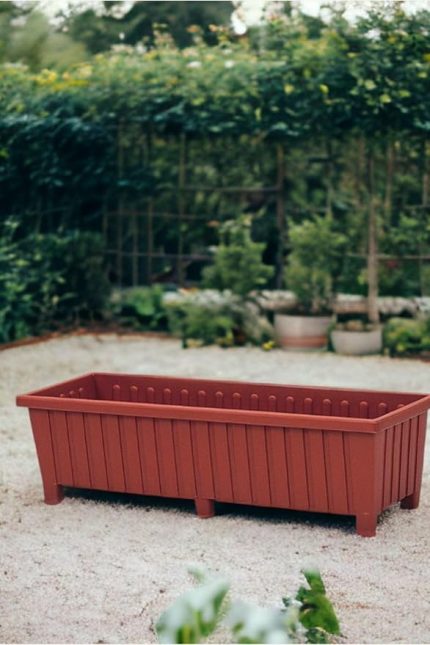 Balkon Saksısı 26 Litre 6 Ayaklı Cafe Otel Saksı Büyük Saksı Kahverengi 26x75x21 Cm Kahverengi