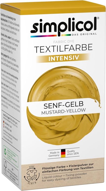 Tekstil boyası yoğun hardal sarısı | çamaşır makinesinde kolay boyama | sıvı boya ve sabitleme tozu | tekli paket
